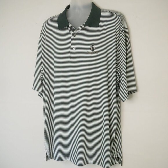 FootJoy Golf Polo Men's 2XL FJ Shannopin C.C. Green Stripe Performance Logo - Picture 3 of 7